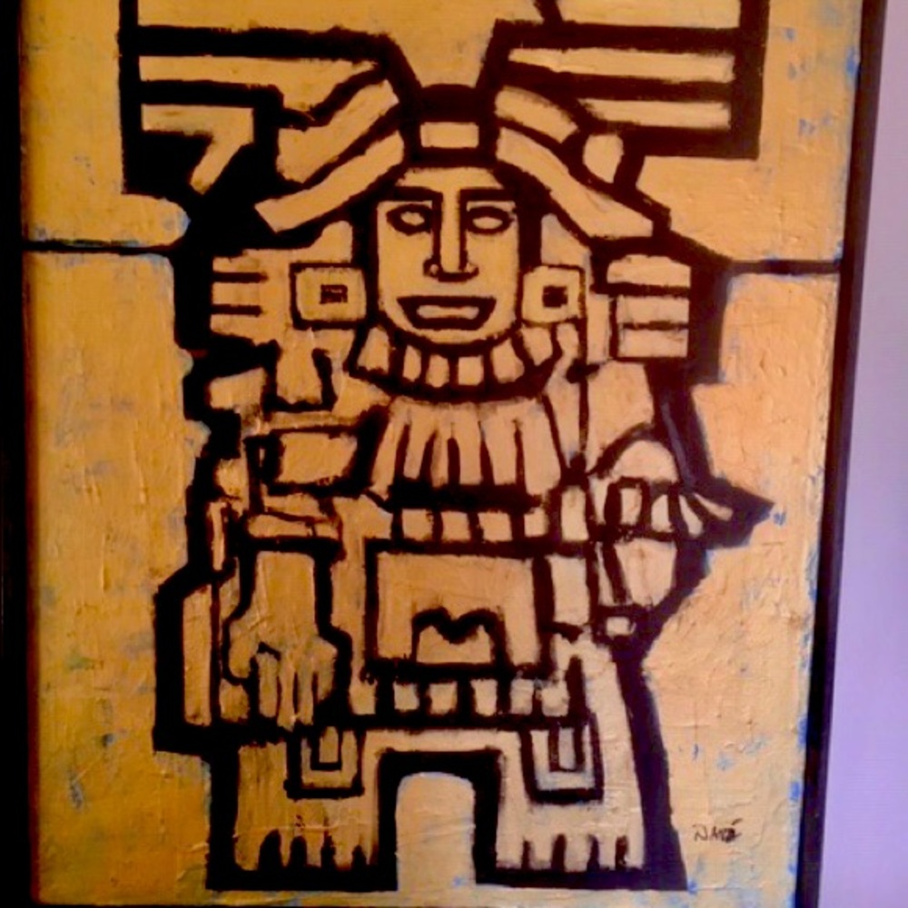 Acrylic on canvas Aztec Chieftan painting